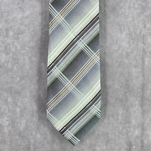 Euro Knot by Barton Como Plaid Gray Tartan 100% Silk Men's Neck‎ Tie NWOT